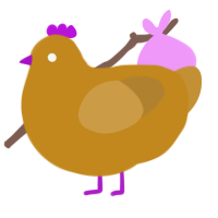 A ochre and gold chicken