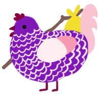 lard, a violet and rose chicken with a lace pattern