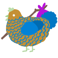 A gold and sapphire chicken with a lace pattern