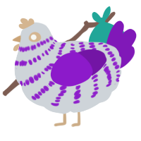 A mist and violet chicken with a bar pattern