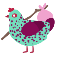 Murder, a mint and wine chicken with a speckle pattern