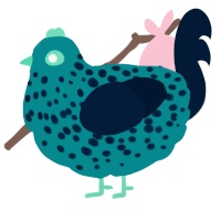 A teal and tumblr chicken with a speckle pattern