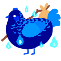 cordon bleu, a navy and sapphire chicken with a half-lace pattern
