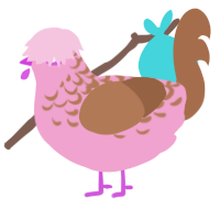 jolly rancher ii, a pink and brown chicken with a half-lace pattern