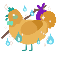 A honey and orange chicken with a head pattern
