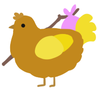 A ochre and yellow chicken