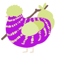 A amethyst and lemon chicken with a bar pattern