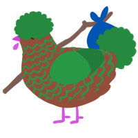A russet and viridian chicken with a lace pattern