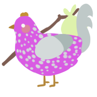A orchid and silver chicken with a speckle pattern