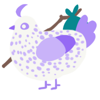 A white and lilac chicken with a speckle pattern