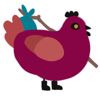 reviL, a maroon and red chicken