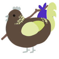 A bark and lemon chicken with a neck-band pattern