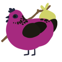 Trick or Treat, a amethyst and sable chicken with a neck-speckle pattern