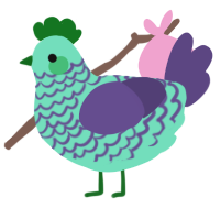 A mint and overcast chicken with a lace pattern