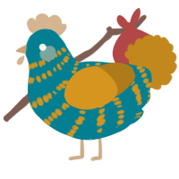 A sea and ochre chicken with a bar pattern