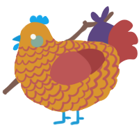 A orange and red chicken with a lace pattern