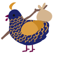Navybale, a navy and orange chicken with a lace pattern