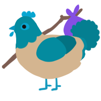 A beige and sea chicken with a head pattern