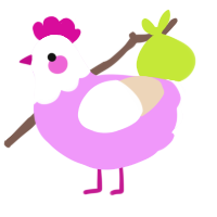 A lavender and cream chicken with a head pattern