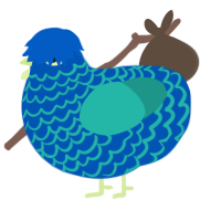 A ultramarine and turquoise chicken with a lace pattern