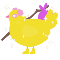 marshmallow, a yellow chicken with a neck-speckle pattern