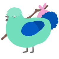 A mint and ultramarine chicken