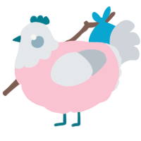 A rose and mist chicken with a head pattern