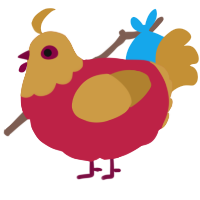 A crimson and gold chicken with a head pattern