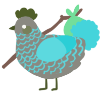 A ash and aqua chicken with a lace pattern