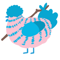 A rose and cerulean chicken with a bar pattern