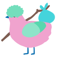 A pink and mint chicken