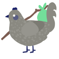 A ash chicken with a speckle pattern