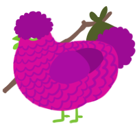 A fuchsia and plum chicken with a lace pattern