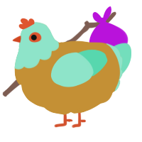 A gold and mint chicken with a head pattern