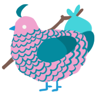 A pink and sea chicken with a lace pattern