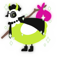 A lime and cream chicken with a head pattern