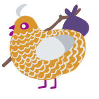 Iota, a orange and mist chicken with a lace pattern