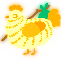 A white and gold chicken with a bar pattern