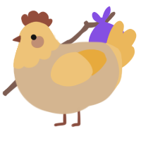 A beige and honey chicken with a head pattern