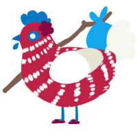 Borichic, a crimson and white chicken with a bar pattern
