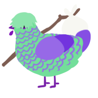 A spring and blurple chicken with a lace pattern