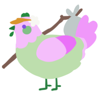 A gluppy and lavender chicken with a head pattern