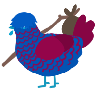 GetInto Hypnosis Mic, a ultramarine and maroon chicken with a lace pattern