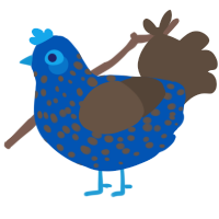 A ultramarine and bark chicken with a speckle pattern