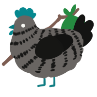A grey and black chicken with a bar pattern