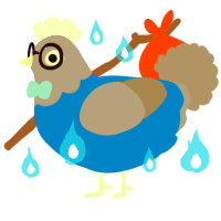 A sapphire and ash chicken with a head pattern