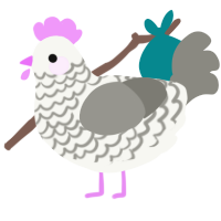 A white and ash chicken with a lace pattern