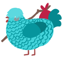 A aqua and teal chicken with a lace pattern