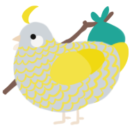 A mist and yellow chicken with a lace pattern