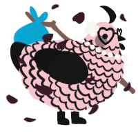 A rose and black chicken with a lace pattern